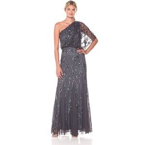 Adrianna Papell One Shoulder Beaded Dress
